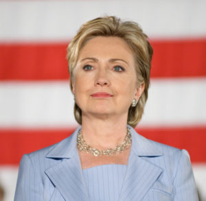 Hillary Clinton in front of American flag