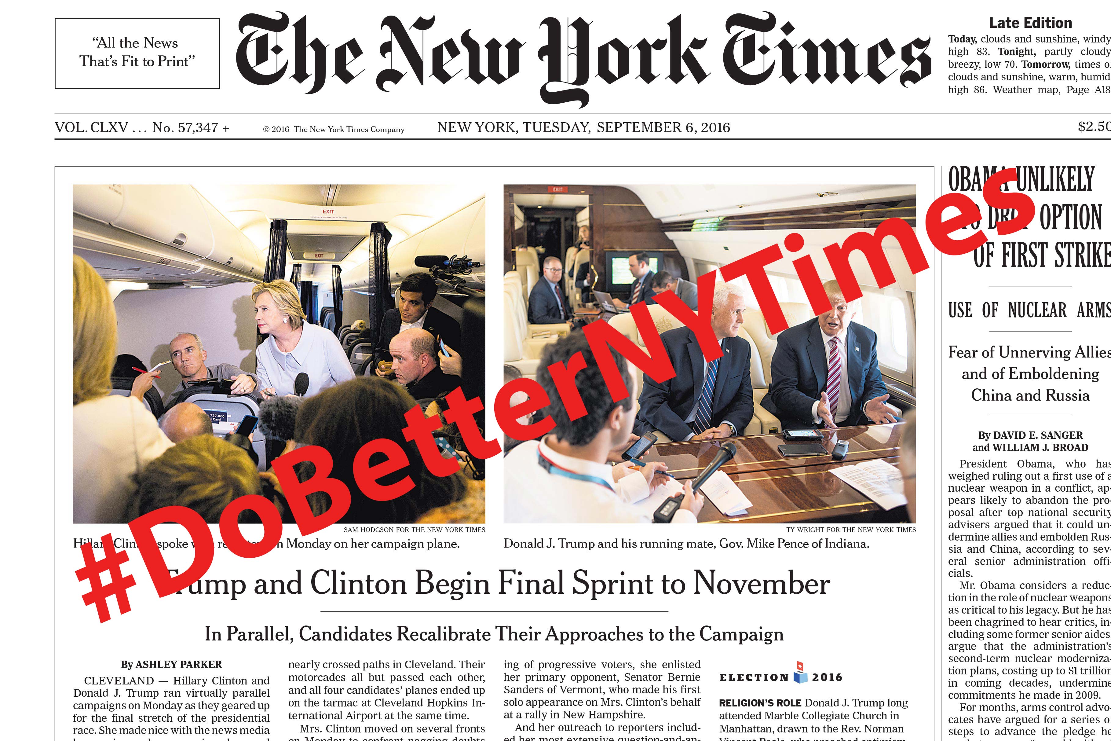 new york times front page #DoBetterNYTimes